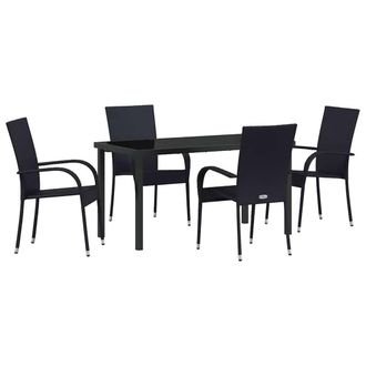 Berkfield Home 5 Piece Garden Dining Set Black Poly Rattan