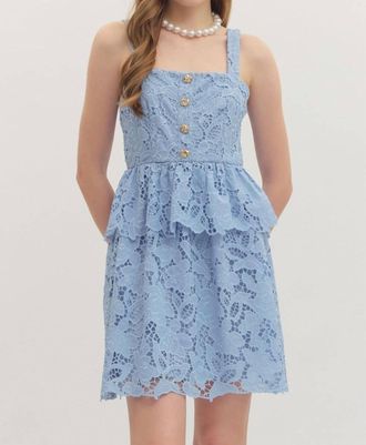Entro Floral Laced Mini Dress In Light Blue