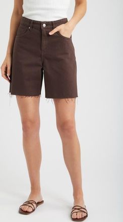 Mango Raw Hem Denim Bermuda Shorts in Chocolate at Nordstrom, Size 10