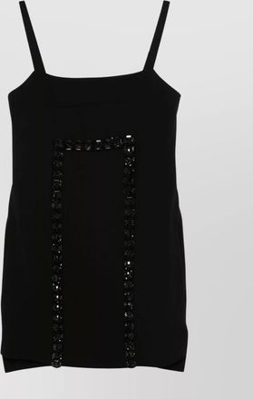 Max Mara short dress with crystal embellishment and square neck