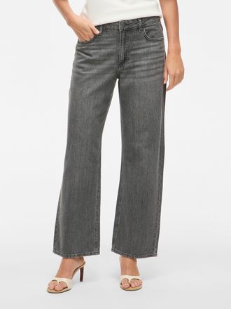 Vila Weite Jeans VILA VIPALMA RW WIDE JEANS GREY PAL250-NOOS, Damen, Gr. 38, L&auml;nge 30, blau (schwarz denim detail:washed), Denim/Jeans, Obermaterial: 100% 