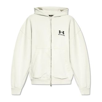 Balenciaga Zip-throughs, female, White, Size: L Sweatshirt with Logo