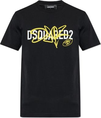 Dsquared2 T-shirt met opgedrukte logo - Heren - T-shirts - Zwart - L - Katoen - Tops