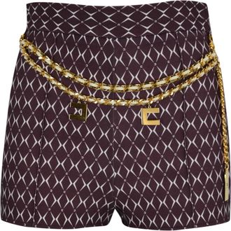 Elisabetta Franchi High-waisted stretch cr&ecirc;pe shorts - Dames - Bermuda - Rood - L - Polyester - Korte Broeken