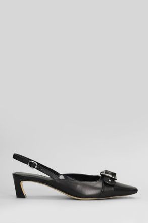 Michael Kors Jaden Kitten Sling Pumps In Black Leather