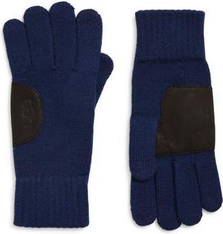 UGG Leather Patch Knit Gloves in Navy at Nordstrom Rack