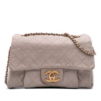 Chanel Pre-owned Womens Small Aged Calfskin Chic Quilt Flap - Silver Leather - One Size