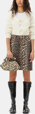 Ganni Mixed Leopard Foil Skirts - Size 32 Organic Cotton
