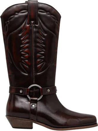Patrizia Pepe Leren Cowboylaarzen - Dames - Schoenen - Bruin - Maat: 40 EU Leer
