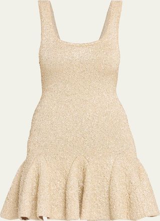 LoveShackFancy Sarajane Sequined Stretch Knit Mini Dress