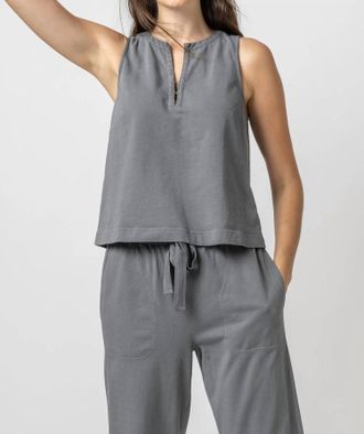Lilla P Hook And Eye Top In Granite