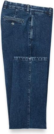 Paul Fredrick Denim Flat Front Pants in Blue at Nordstrom, Size 42 X 32