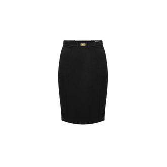Elisabetta Franchi Short Skirts, female, Black, XL, Black Skirt with Cross-over Laces