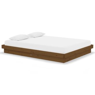 vidaXL Estructura De Cama Doble Sin Colch&oacute;n Madera Maciza Marr&oacute;n Miel Vidaxl