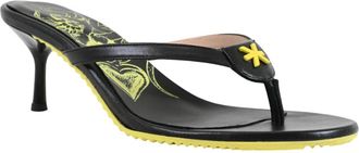 John Richmond Infradito con tacco dal carattere glamour - Dames - Muiltjes - Zwart - 41 EU - Leer - Schoenen