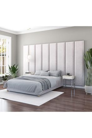 Aspire Home Accents Large Upholstered Headboard Wall Panel, UK Made in Light Grey