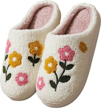 Generic Slippers for Women Fuzzy House Slip On Indoor Outdoor Bedroom Fleece Lined Cozy Slipper Winter Warm Soft Plush Cute Non-Slip Holiday Slippers Ladies C