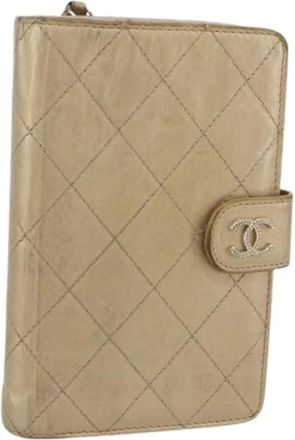 Chanel Pre-owned Vintage leren portemonnee - Dames - Vintage Accessoires - Beige - ONE Size - Leer - Vintage