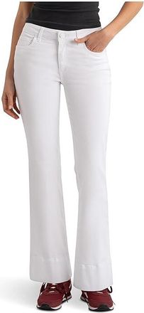 Kut from the Kloth Kelsey Mid-Rise Kick Flare with Wide Hem Womens Jeans Optic White : 14 29, Cotton/Spandex