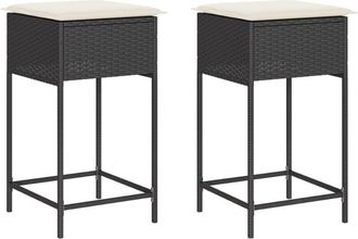 vidaXL Vidaxl - Taburetes De Cocina Con Cojines 2 Uds Rat&aacute;n Sint&eacute;tico Negro