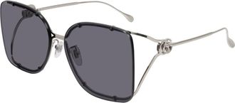 Gucci Oversize Vierkante Zonnebril - Dames - Zonnebrillen - Grijs - 60 MM - Nylon - Accessoires