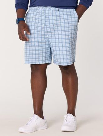 Reebok Big & Tall Plaid Tech Golf Shorts in Glass Blue at Nordstrom, Size 46