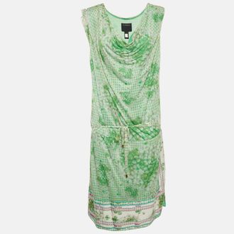 Roberto Cavalli Green Jersey Cowl Neck Mini Dress
