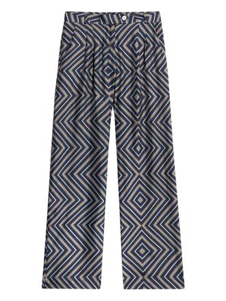 Pierre-Louis Mascia Cialda pleated geometric trousers - Blue