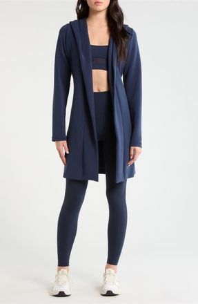 Lord & Taylor Dreamweave Hooded Wrap Cardigan in Navy Blazer at Nordstrom, Size X-Large