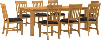 vidaXL Conjunto De Comedor 9 Uds. Negro Madera De Roble S&oacute;lido Vidaxl