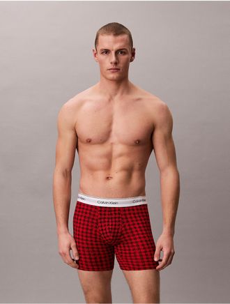 Calvin Klein Mens Icon Cotton Stretch Holiday Boxer Brief - Red - XL