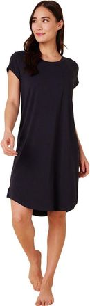 The Cats Pajamas Pima Knit Short-Sleeved Sleep Shirt in Classic Midnight at Nordstrom, Size X-Small