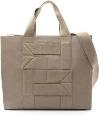 Fendi Pre-owned Tote Bags, female, Beige, Size: ONE SIZE Pre-owned Canvas Tote Bag