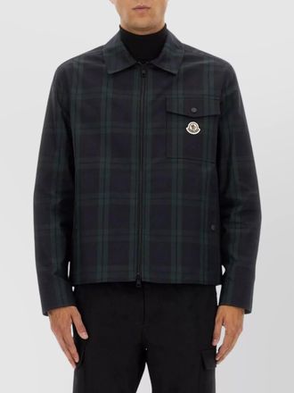 Moncler cotton gabarine shirt jacket with check pattern