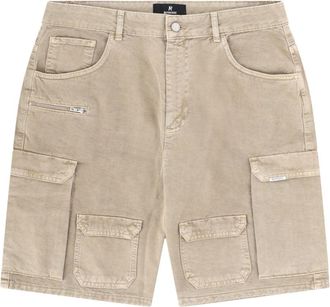 Represent Beige Relaxed Fit Cotton Cargo Shorts