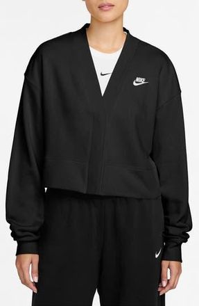 Nike Loose Fleece Cardigan in Black/White at Nordstrom Rack, Size X-Small
