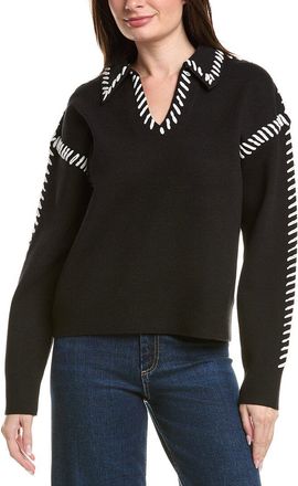 English Factory Stitch Detail Collar Top