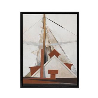 Artery8 Sailboat Masts Cubist Painting Demuth Framed Canvas Wall Art Print in White | Size: W24 x H32