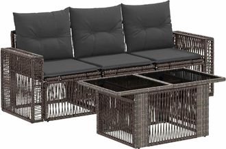 vidaXL Conjunto De Sof&aacute;s De Jard&iacute;n 4 Uds. Gris Y Gris Oscuro Vidaxl