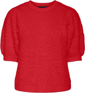 Pieces Womens Pcfee SS O-Neck Knit Jumper, Red (high Risk red), XS