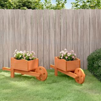 vidaXL Jardineras Forma De Carretilla 2 Uds Madera Abeto 47x15x19 Cm Vidaxl