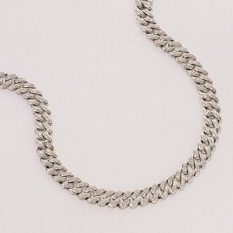 The Diamond Store 21 Inch Havana Cuban Lab Diamond Necklace 3.00ct Set in 925 Silver