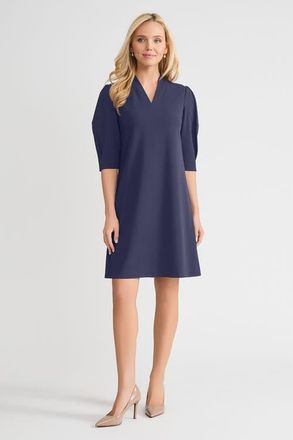 Ming Wang A-Line Stretch Deco Crepe Knee Length Dress in Indigo at Nordstrom, Size X-Large