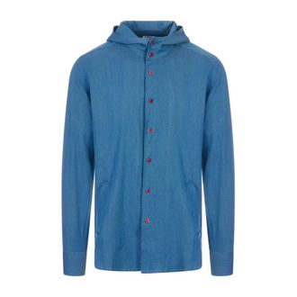 Kiton Denim Shirts, male, Blue, Size: 4XL Mariano Hooded Shirt