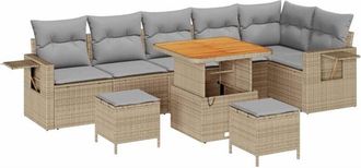 vidaXL Garden Sofa Set 11 pcs Beige and Light Grey Poly Rattan vidaXL
