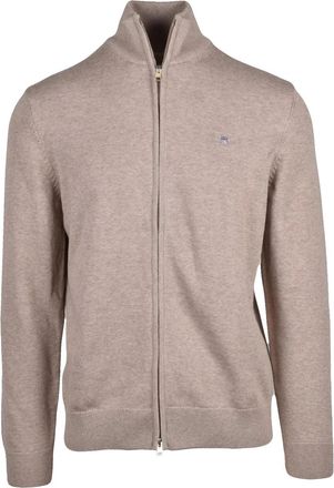 GANT Beige Zip-Through High Collar Cotton Cardigan