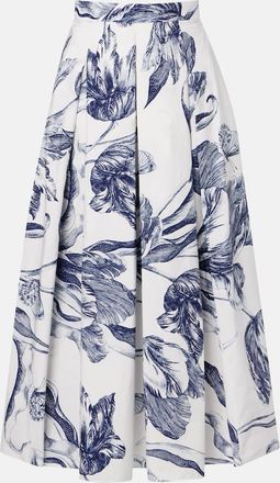 Erdem Floral cotton poplin midi skirt