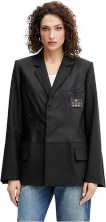 Victoria Beckham Logo-tag Blazer - Dames - Blazers - Zwart - M - Katoen - Jassen