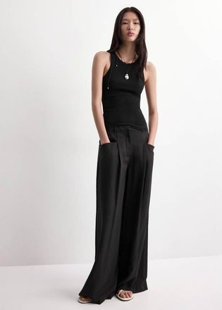 Mango Pantaloni wideleg pinces nero - Donna - 36 - MANGO