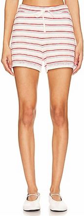 Monrow Womens Cotton Mesh Shorts In Stripe